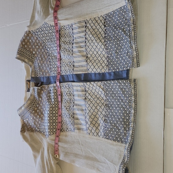 Madison Multiples Embroidered Studded Round Neck Southwestern Jacket Topper SZ L - Picture 14 of 15